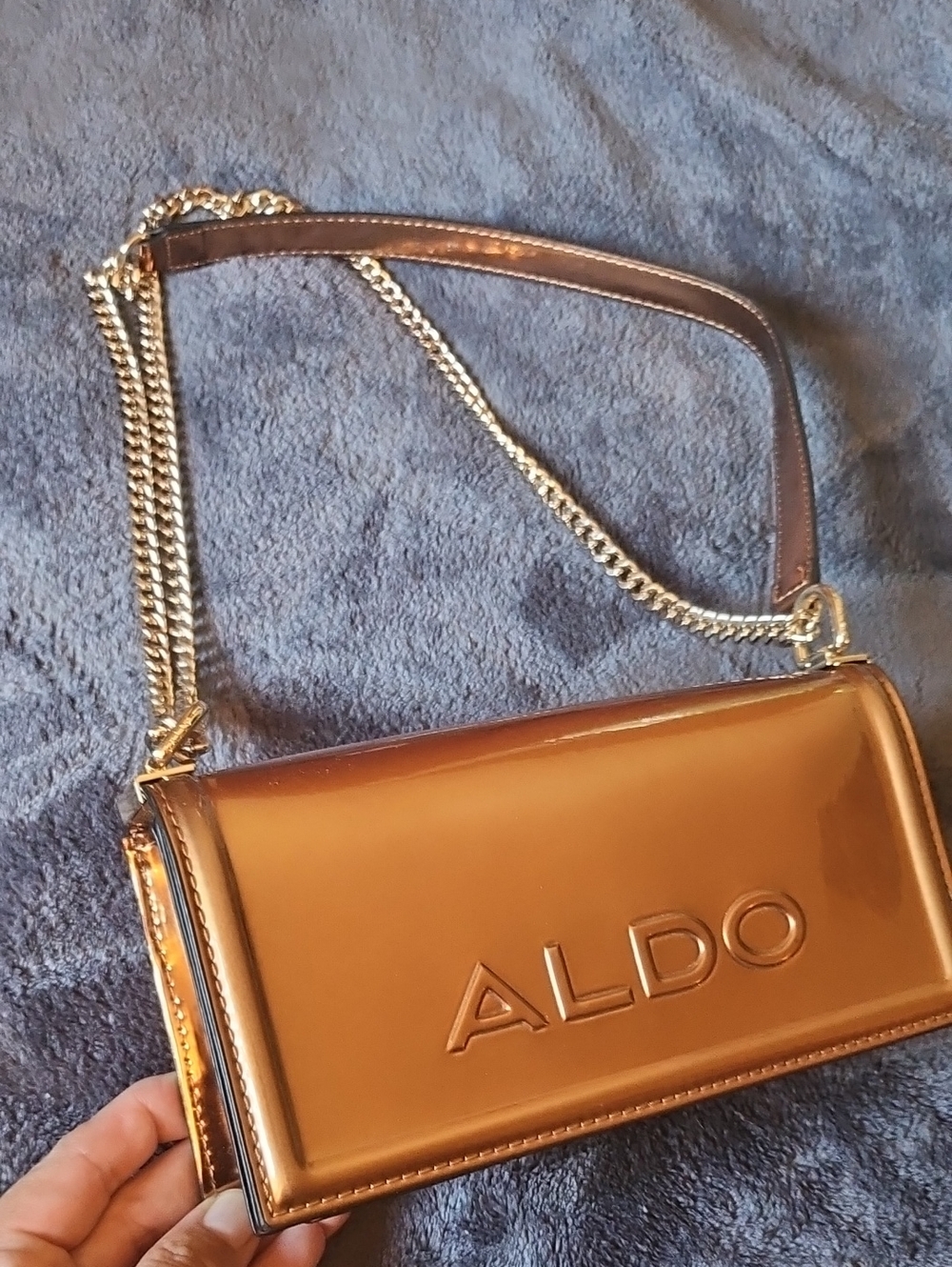 ALDO Metallic Copper Shoulder Bag with Chain Strap